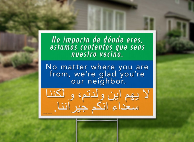 Welcome Your Neighbors Yard Sign // 2-Sided // Protest Sign // No Matter where you are from // Social Justice Display // Stakes Available 画像 2