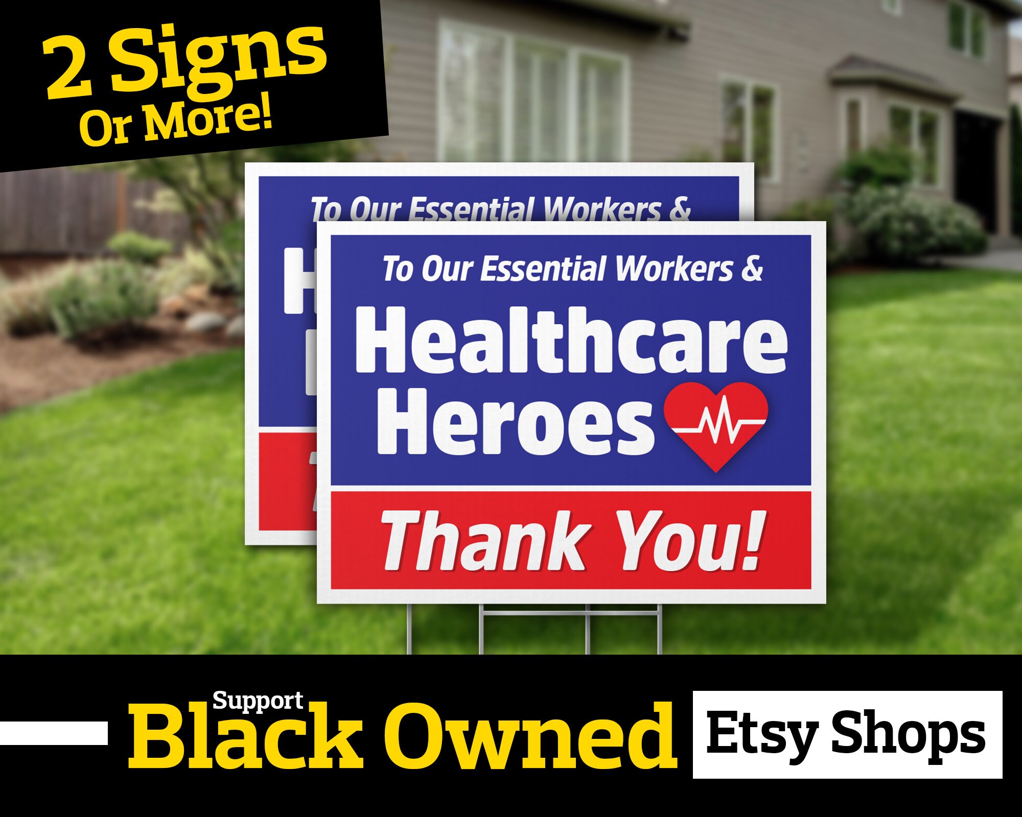 Healthcare Workers, Thank You, Yard Sign // Heroes are First Responde…