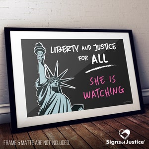 Lady Liberty Poster Sign // 2-Sided // Glossy Cardstock Print // Protest Sign // Art Print // Liberty & Justice For All // Social Justice