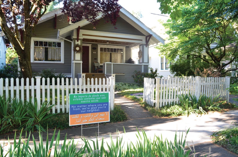 Welcome Your Neighbors Yard Sign // 2-Sided // Protest Sign // No Matter where you are from // Social Justice Display // Stakes Available 画像 4