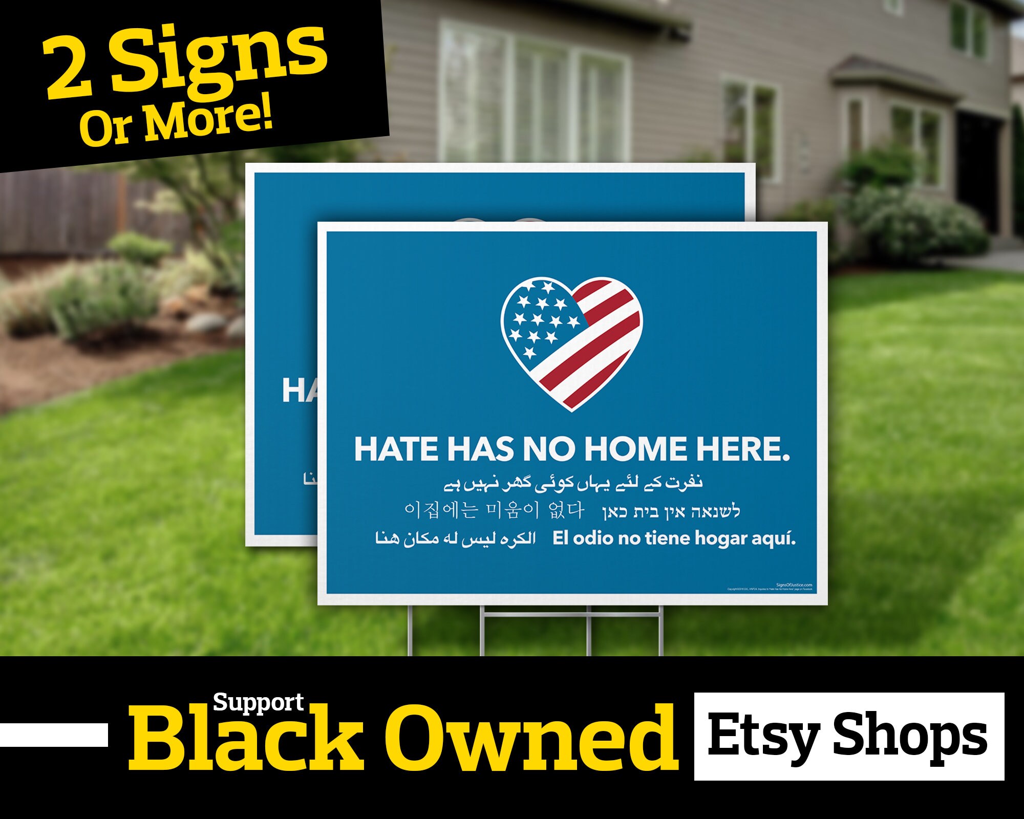 Hate Has No Home Here Yard Signs // 2-Sided // Protest Sign // Social…