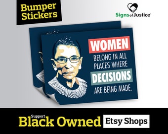Notorious RBG Bumper Sticker // 6”x4.5” // Protective Gloss Layer // Social Justice Display // Car Decal