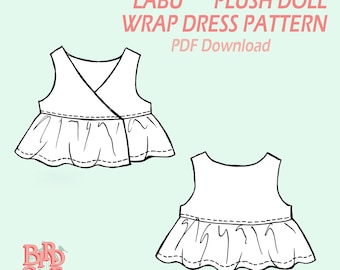 Wrap Dress pattern for Monsters/Labu plush doll. PDF File