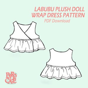 Wrap Dress pattern for Labubu plush doll. PDF File