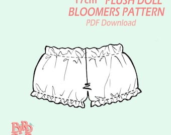Patrón de pantalón bombacho para muñeco de peluche de 17 cm. Archivo PDF