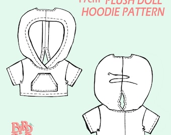 Hoodie pattern for 17cm plush doll. PDF File