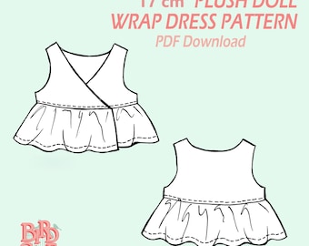 17cmのぬいぐるみ用ラップドレスの型紙。PDFファイル