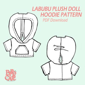 Hoodie pattern for Labubu plush doll. PDF File