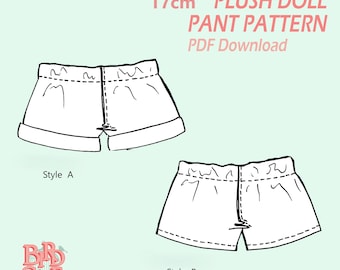 Basic Pant pattern for 17 cm plush doll. PDF File