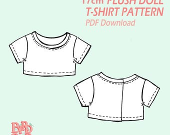 Patrón de camiseta para muñeco de peluche de 17 cm. Archivo PDF