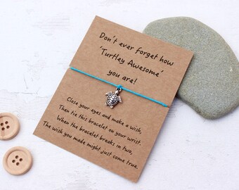Turtle Bracelet, Turtle Wish Bracelet, Wish Bracelet, Turtle Jewellery, Turtle Gift, Friendship Bracelet, Wish Bracelet Gift, Turtle Quote