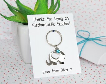 Teacher Keyring, Personalised Teacher Gift, Teacher Elephant Gift