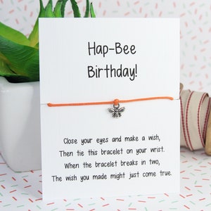 Bee Gift Idea, Birthday Wish Bracelet, Happy Birthday Gift Bild 1