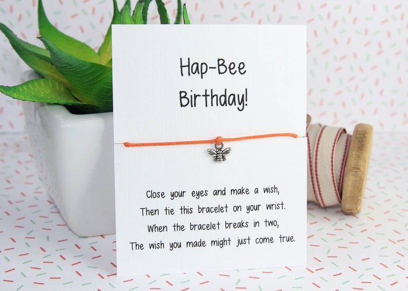 Bee Gift Idea, Birthday Wish Bracelet, Happy Birthday Gift image 1