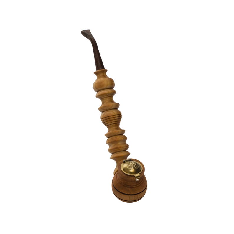 Handmade Wooden Smoking Pipe Metal Bowl Cover Tobacco Etsy