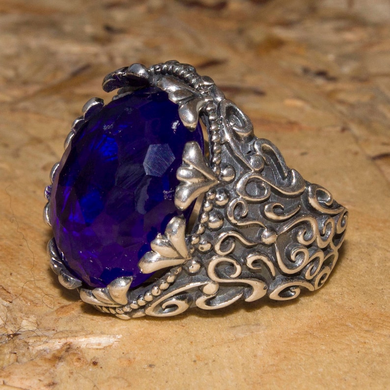 Unique Mens Ring Personalized Ring,925 Sterling Silver Ring Cz Sapphire Stone Men/'s Ring anniversary husband Sterling Silver Men Ring