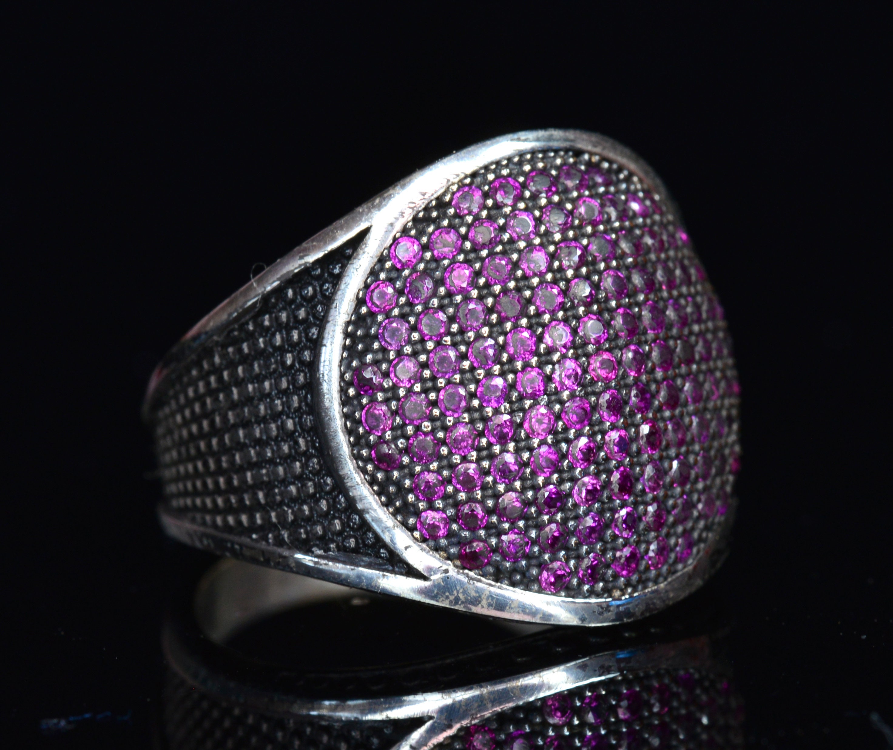 925 Sterling Silver Mens Ring Amethyst Created stone Etsy