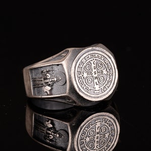 Saint Benedict Medal Ring Unique Rings for Men Christian Symbol