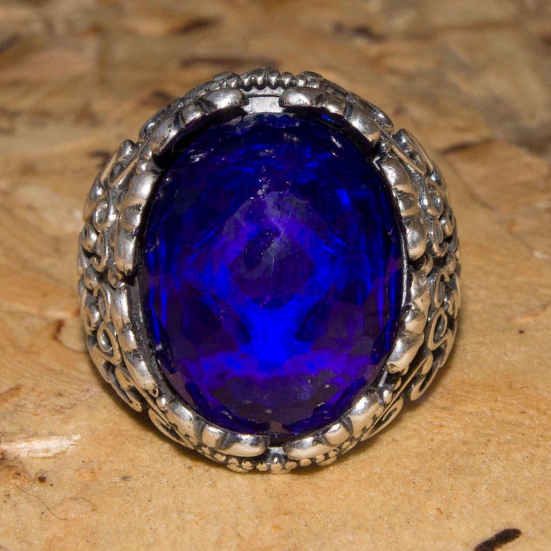 Unique Mens Ring Personalized Ring,925 Sterling Silver Ring Cz Sapphire Stone Men/'s Ring anniversary husband Sterling Silver Men Ring