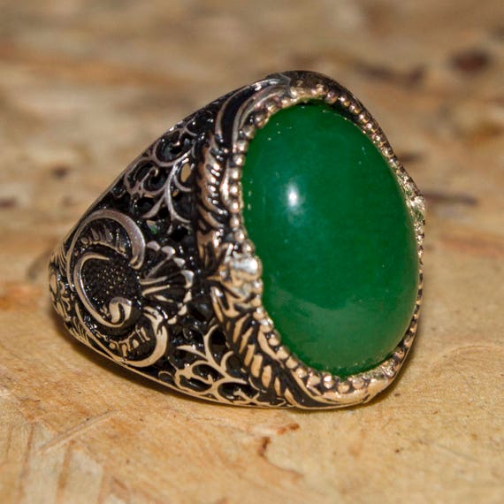 silver ring with jade stone