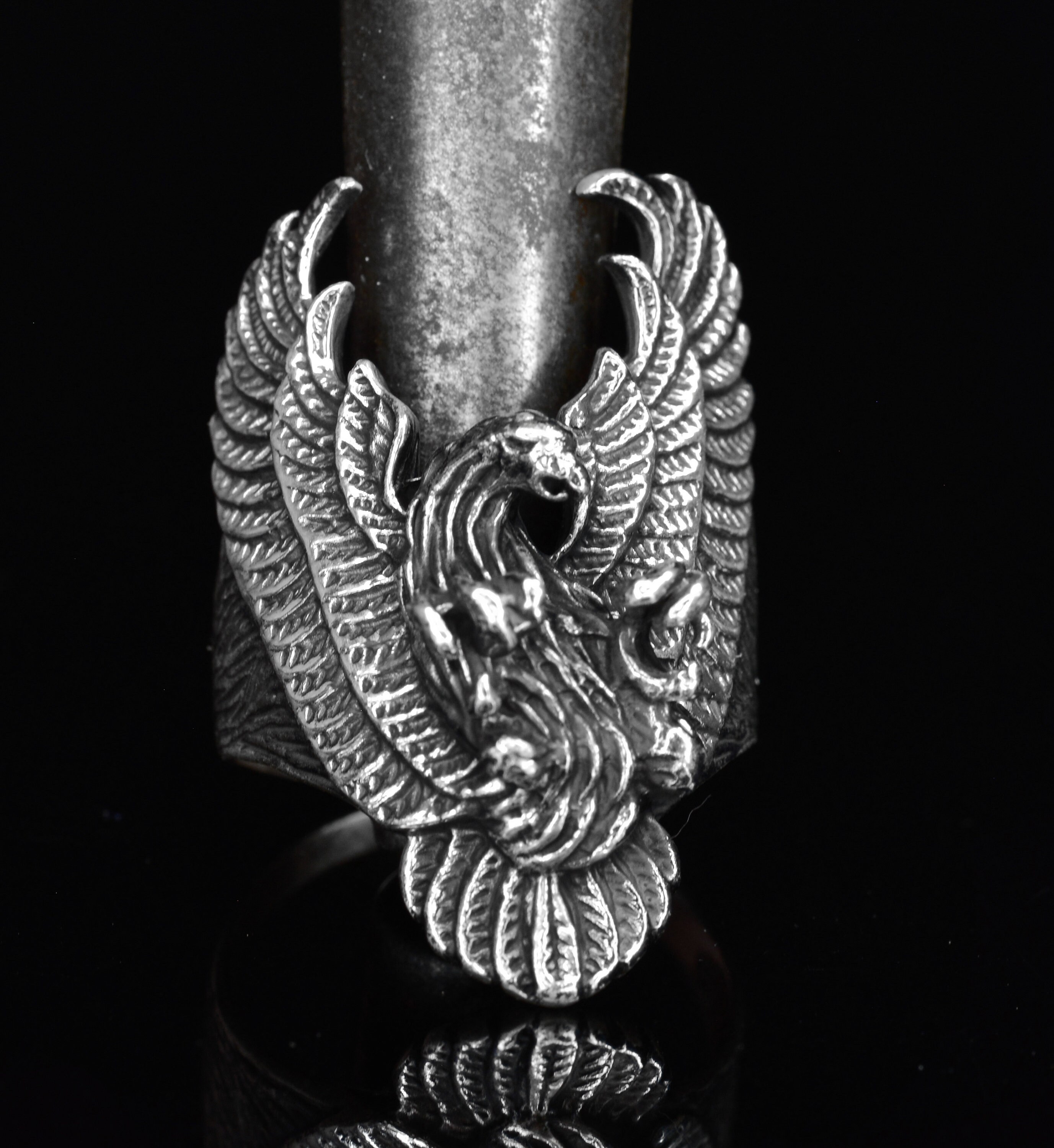 Sterling Silver Phoenix Ring Eagle Ring 3D Ring Etsy