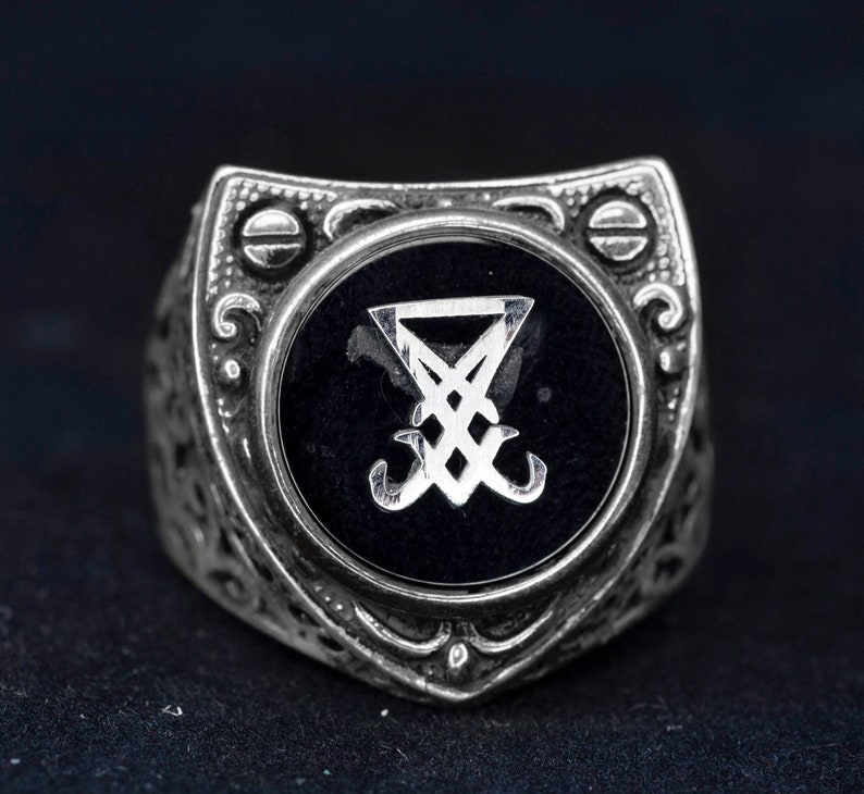 Satan Ring Satanic Ring Sigil of Lucifer Ring 925 Sterling Silver Men Ring