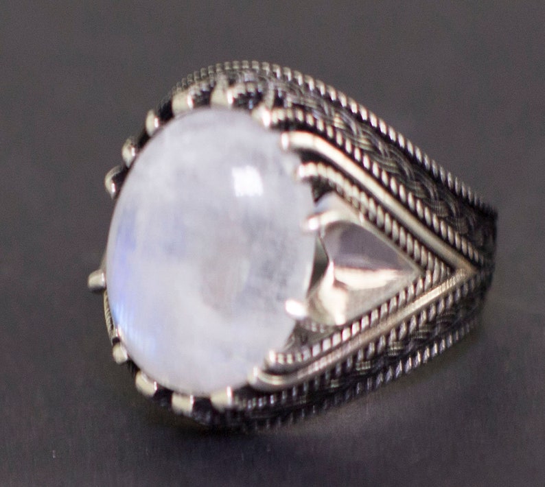 Emerlad Labrodorite Bloodstone Natural Gemstone Jade Malachite Jasper Ruby Moonstone Pearl 925 Sterling Silver Mens Ring Turquoise