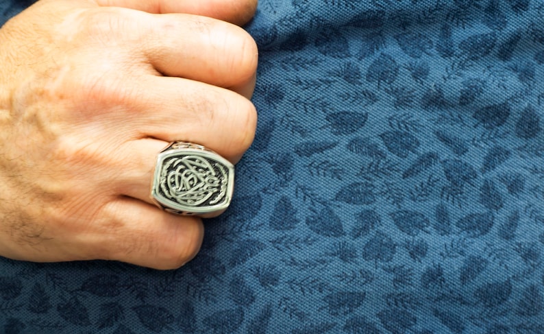 La Galibe \u0130llallah Written Silver Men Ring Sterling silver men ring islamic Ring Arabic Ring Muslim Ring