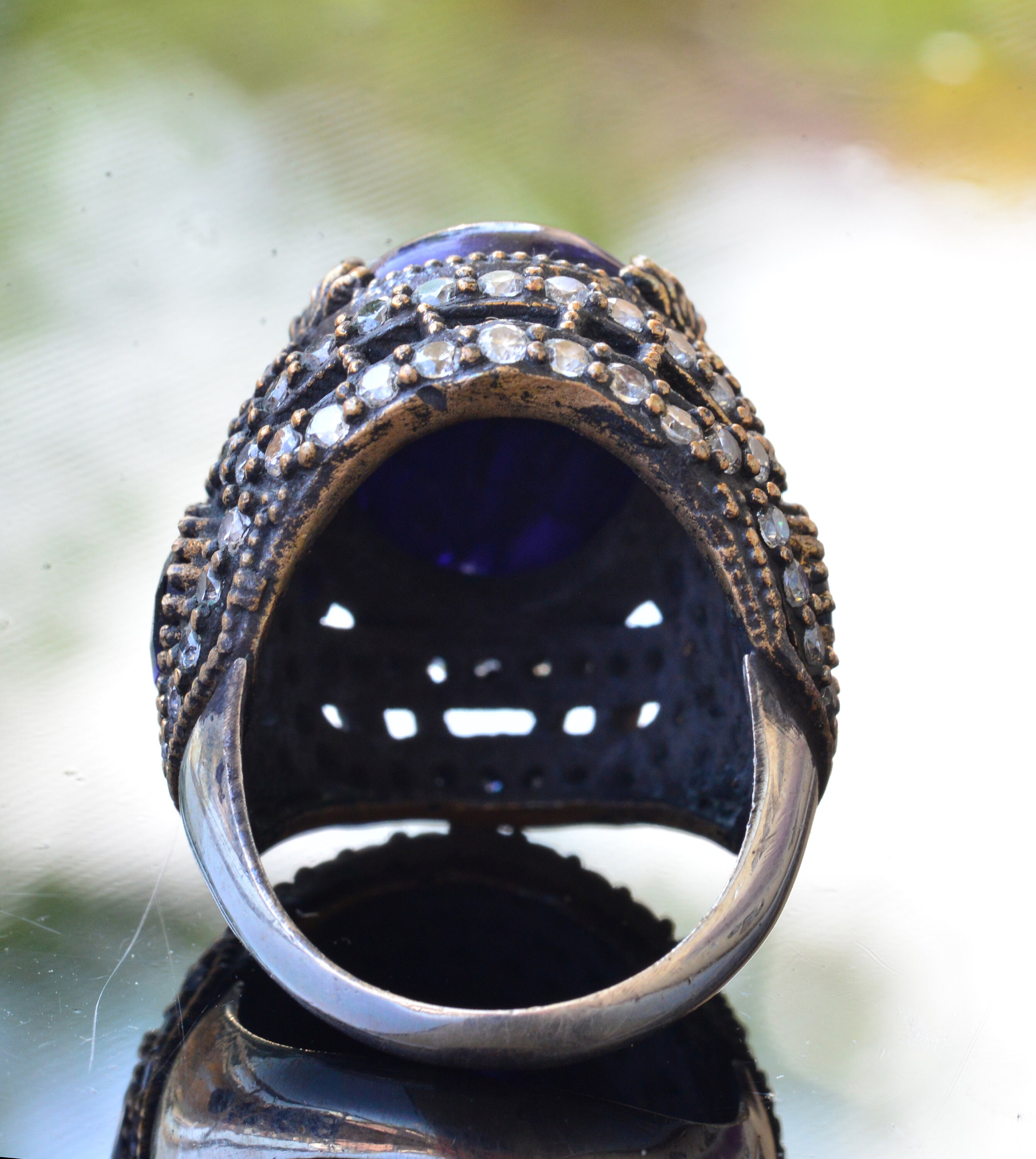 Natural Cabochon Ring Cabochon Sapphire Unique Men Ring 925 | Etsy