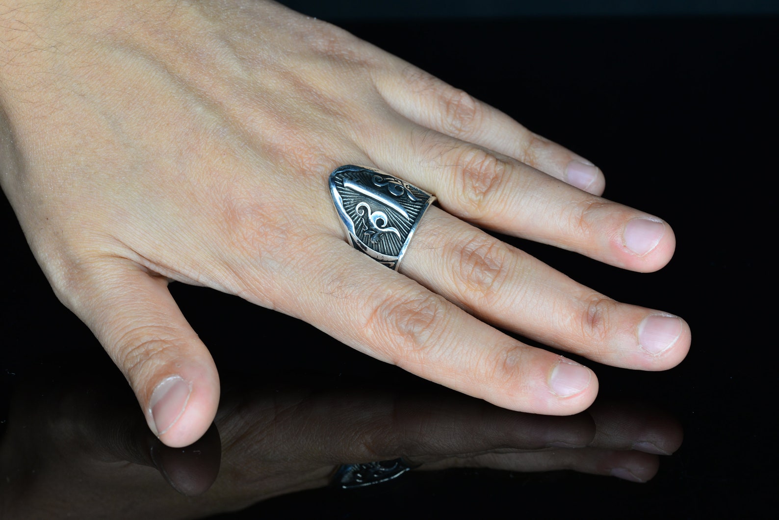 Unique Mens Ring Silver Archery Thumb Ring Personalized Etsy