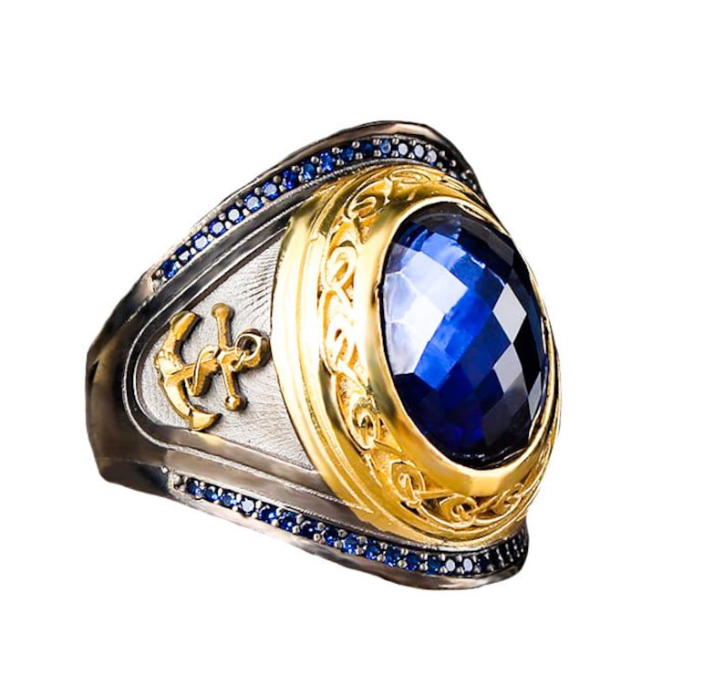 Unique Mens Ring 925 Sterling Silver Men Ring Ship Anchor Etsy