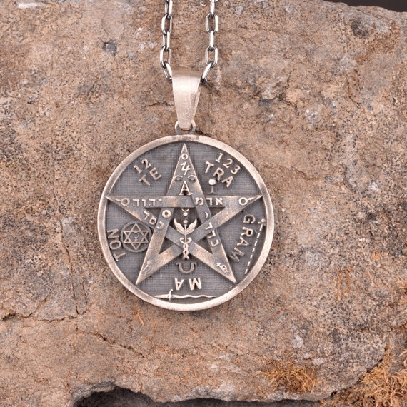 Pentagram of Solomon Necklace 925 Sterling Silver Pendant for Men Sterling Silver Jewish Star of David and Pentacle Necklace Etsy