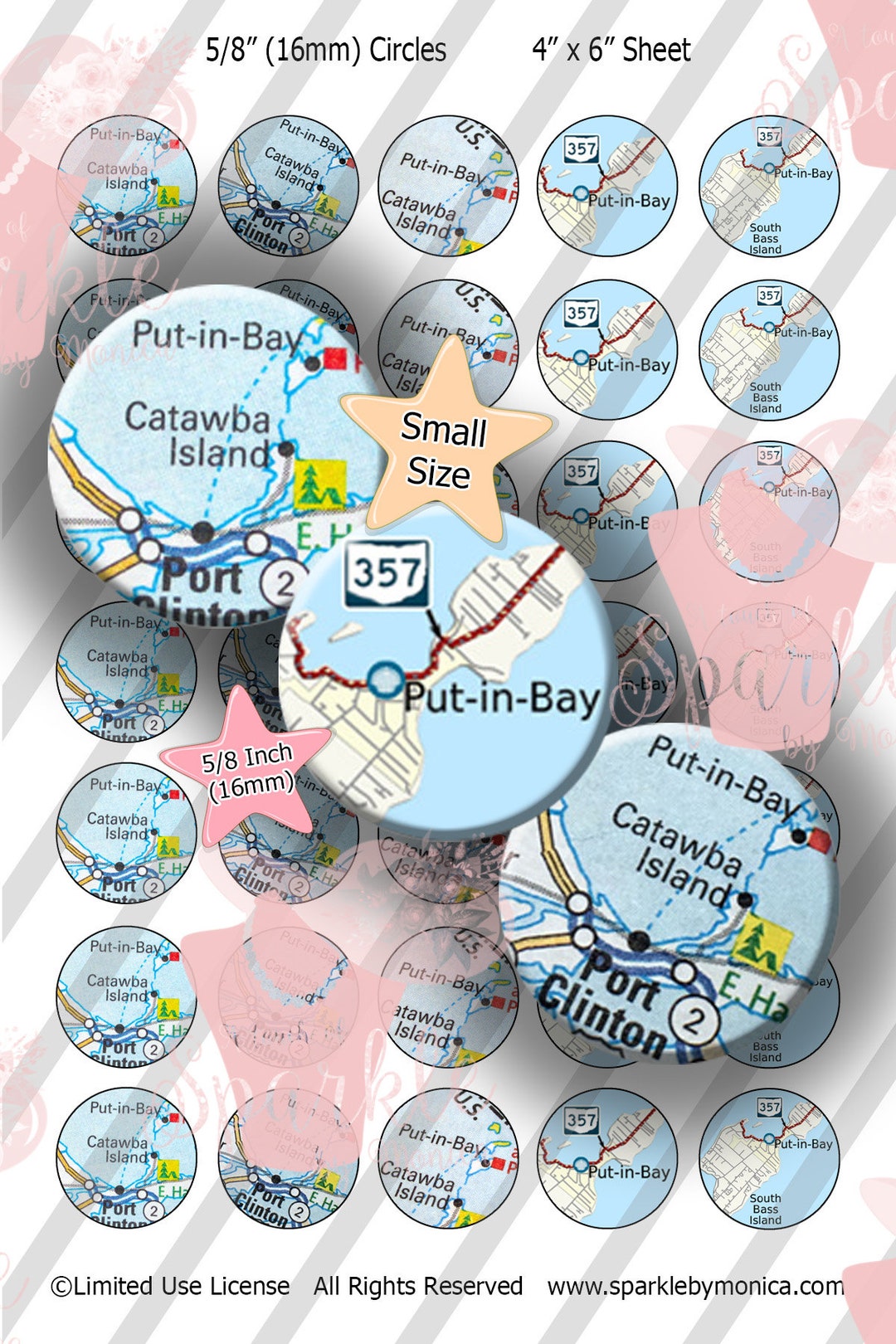 16mm Putinbay Ohio Maps Cabochon Photo Images Mini Bottle Etsy