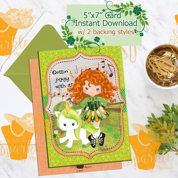 5x7 Gettin' Jiggy with it St. Patrick's Day Card, Printable Celtic Card, Digital Irish Card