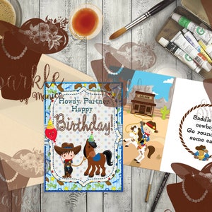 5x7 Cowboy Birthday Card, Boy's Birthday Card, Printable Birthday Card, Digital Birthday Card