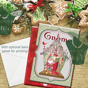 5x7 Gnome für die Feiertage Grußkarte, druckbare Weihnachtskarte, digitale Weihnachtskarte