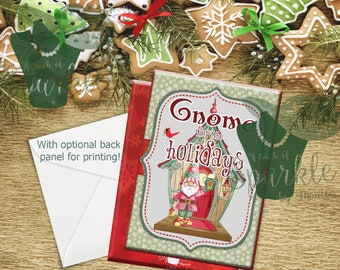 5x7 Gnome for the Holidays Greeting Card, Printable Christmas Card, Digital Christmas Card