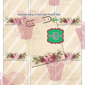 Vintage Leinen Pink Floral ATC Karte, digitale ATC, digitale Ohrring Karten: Sofortiger Download