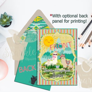 5x7 Save the Drama for your Llama Card, Printable Llama Cactus Card, Digital Llama Cactus Card