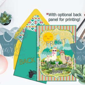 5x7 No Drama Llama Card, Printable Llama Cactus Card, Digital Llama Cactus Card