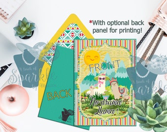 5x7 No Drama Llama Card, Printable Llama Cactus Card, Digital Llama Cactus Card