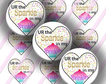 Cupcake Hearts, UR the Sparkle in my Sprinkles, 1 Inch (25mm) Hearts, 4 x 6 Digital Collage Sheet: INSTANT DOWNLOAD