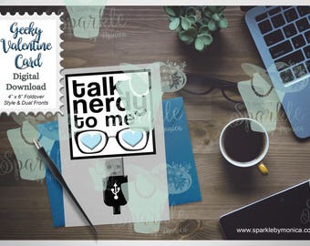 4x6 Biglietto Talk Nerdy to Me Boy, Biglietto di San Valentino Geeky, Biglietto stampabile, Biglietto di San Valentino digitale
