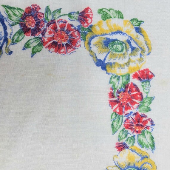 Vtg White Hankie Handkerchief Cottage Garden Flor… - image 4