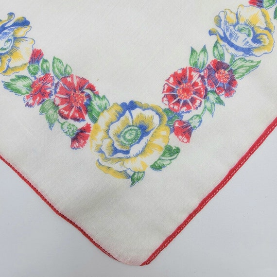 Vtg White Hankie Handkerchief Cottage Garden Flor… - image 5