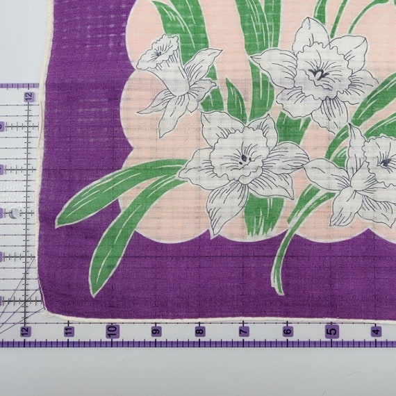 Vtg Hankie Handkerchief Printed Purple Pink Green… - image 5