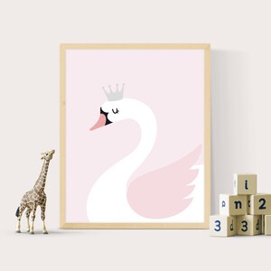 Swan print, Swan printable, Swan baby gift, Swan wall art, Girls nursery print, Nursery decor, Nursery prints, Nursery printables, Swan art