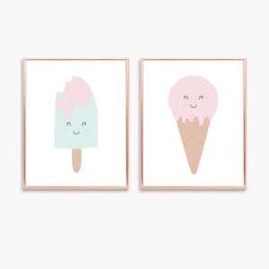 Ice cream print, Set of nursery prints, 2 nursery prints, Nursery wall art, Girls print set, Prints for nursery, Girls printables, IceCream