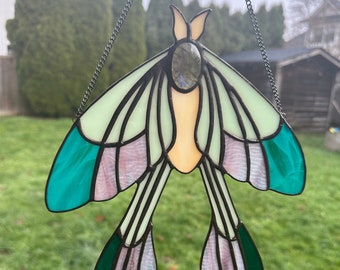 Luna Moth Stained Glass Suncatcher ||| goth || gothic || witchy || halloween || handmade