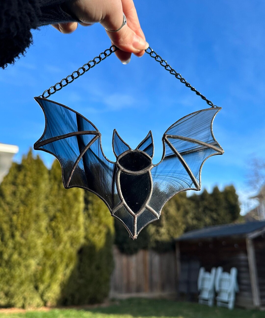 Halloween Bat And Moon Stained Glass Spooky Home Decoration Window Decor Gift For